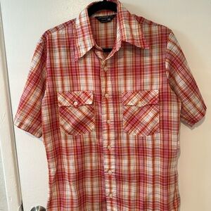 JCPenney Red and White Plaid Button Down Shirt